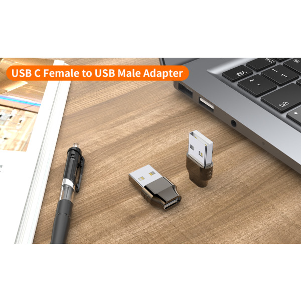 USB C hunn-til-USB-hann-adapter, (2-pack) Type C til USB A