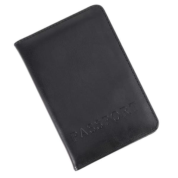 Svart passfodral reseorganisator för säker förvaring 2-pack PU