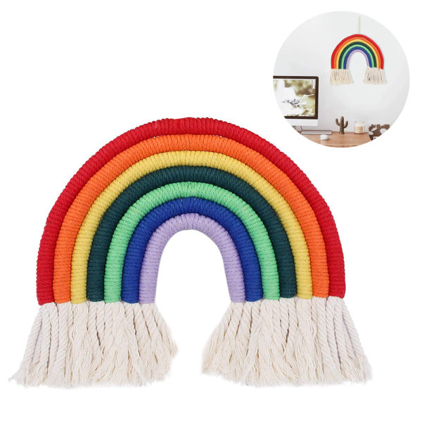 Macrame Rainbow vägghängande för barnrum i sovrummet