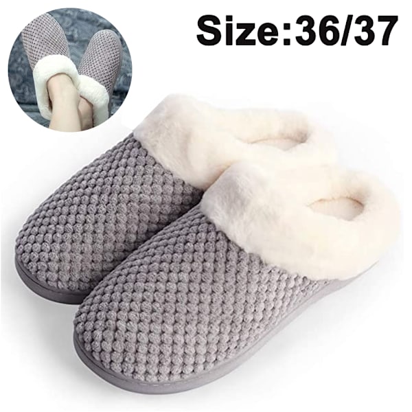 Kvinners tøfler, komfortable, varme, slip-on, plysj