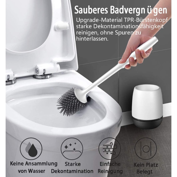 WC Bürste mit Halter Silikon Klobürste,Rutschfestem Langer Stiel