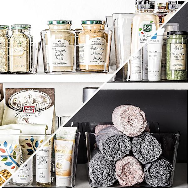 Plast Opbevaringskasser, Små | Multifunktionelle Opbevaringskasser | Indbyggede Håndtag | BPA-Fri | Pantry Organisation | Hjem Organisation | Køleskabsorganisation |