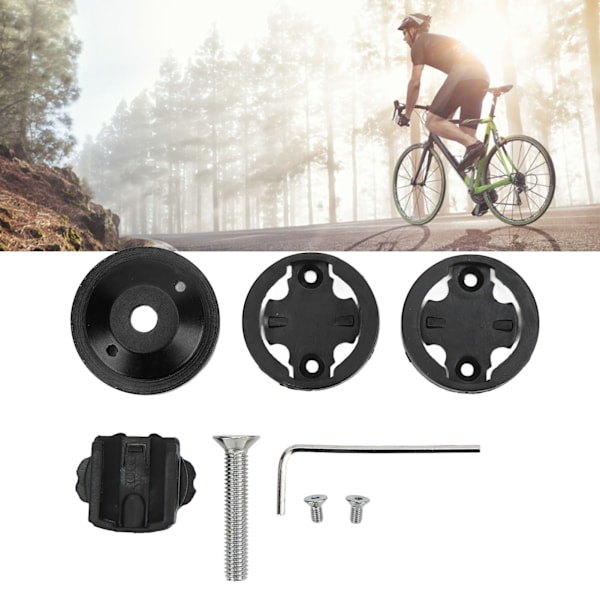 Cykelcomputerholder CNC Anode 28,6mm forgaffeldiameter 304 rustfrit stål skruer cykelstam headset cover mount sort