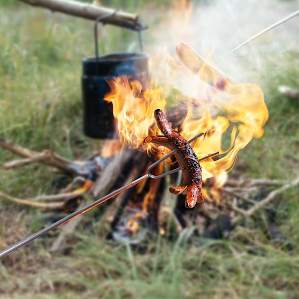Grillspyd i rustfrit stål til skumfiduser, brødpindsstegning, shashlikspyd, bålspyd, grillspyd, grillsæt til