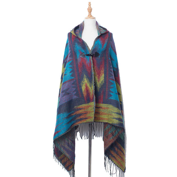 Dame Poncho Cape Åben Front Frynser Wrap
