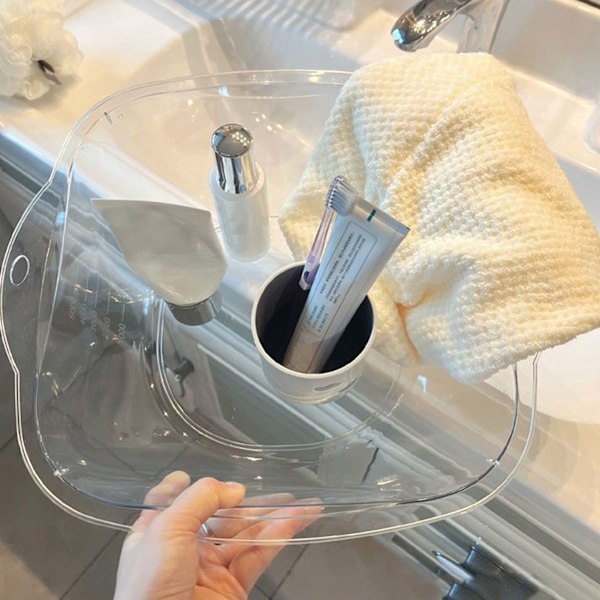 Transparent Tvättfat i Plast Multifunktionell Stilren Enkel Stil Förtjockad Hållbar Klar Ansiktstvättbalja för Hem Sovsal Resor M