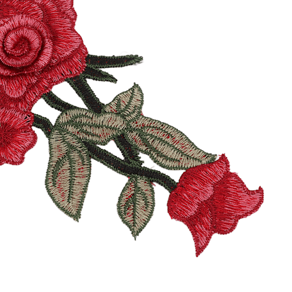 2 st broderade lappar röda blommönster handgjorda DIY sylappar för kläder ryggsäck filt