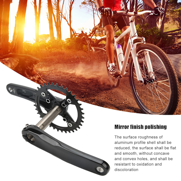 Mountainbike Krank 170mm Hul Integreret Krankarm Sæt med Bundbeslag 36T Bredt Smalt Tand Enkelt Klinge Sort