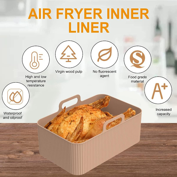 Air Fryer Silikonform, Rektangulär Silikonbehållare för Air Fryer, Silikonbricka för Air Fryer