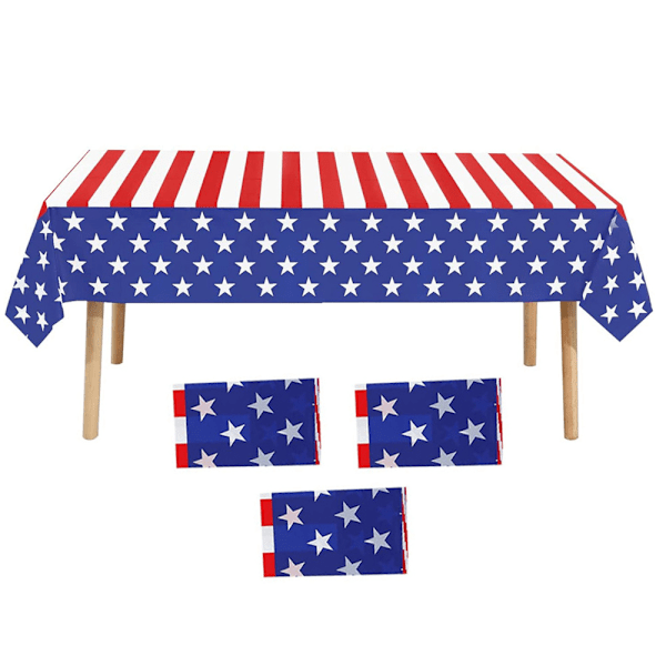 Amerikansk Flagginspirerad Bordsduk, Patriotisk Dörröverdrag Återskapat, Väderbeständigt PEVA-material för Året-runt-firanden, 3 st för 4 juli