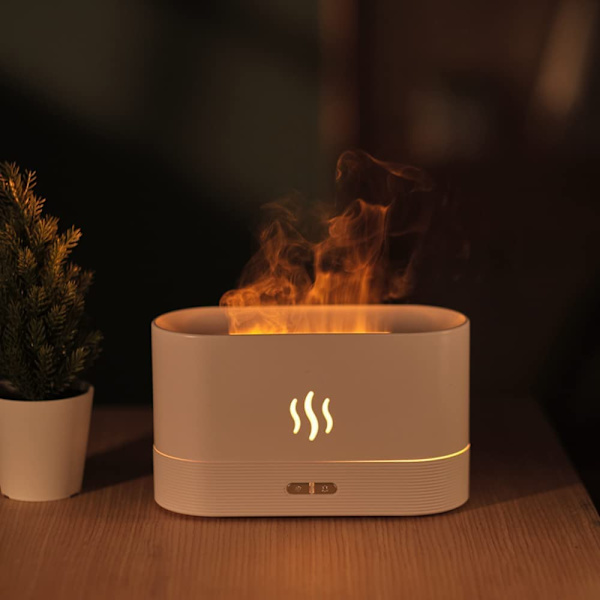 Sensorisk Symfoni: Aromaterapi Diffuser, Kølig Flammeeffekt Lys, Automatisk Slukning for Uovertruffen Sikkerhed, 200ml