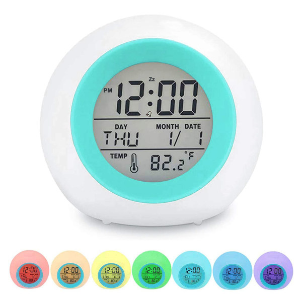 Student Digital Clock for Boys Girls, 7 Colors Changing Light