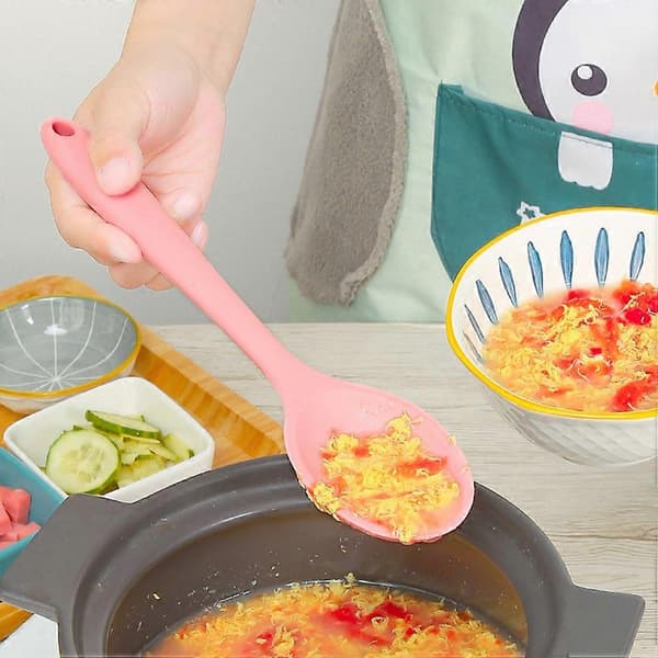 Silikon-omrörningssked för matlagning 5 st non-stick köksredskap rosa