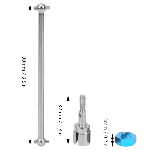 Universaali vetoakseli 5mm pyörännavan sovitin yhdistin sopii HSP 94111 94108 1/10 RC-autoonHopea
