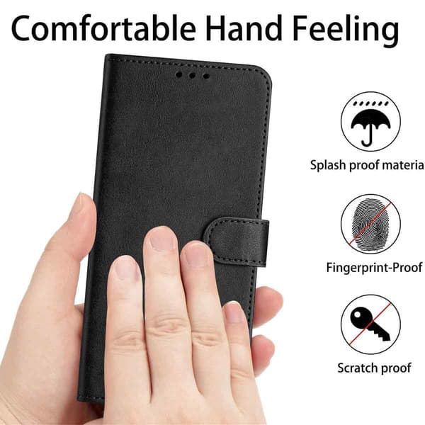 Wallet Case til Samsung A22 4G, Ægte Læder Sort, Installation er Også Meget Holdbar.