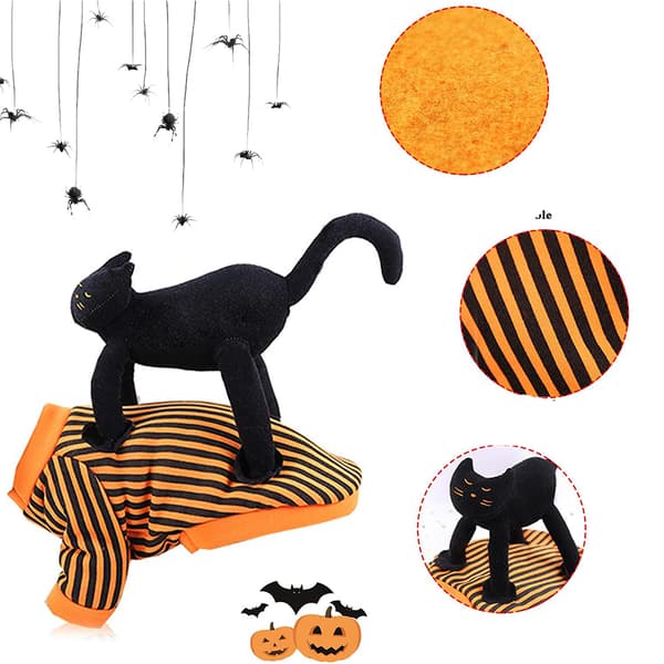 Katt Pumpa Stickade Kläder, Högkvalitativ Elastisk Polyester Lätt att Bära Hund Halloween Pumpa Kostym för Husdjur