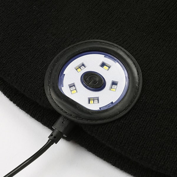Bluetooth 5.0 LED-mössa med inbyggda LED-lampor, stereohögtalare och mikrofon, varm mössa för sport och utomhusbruk