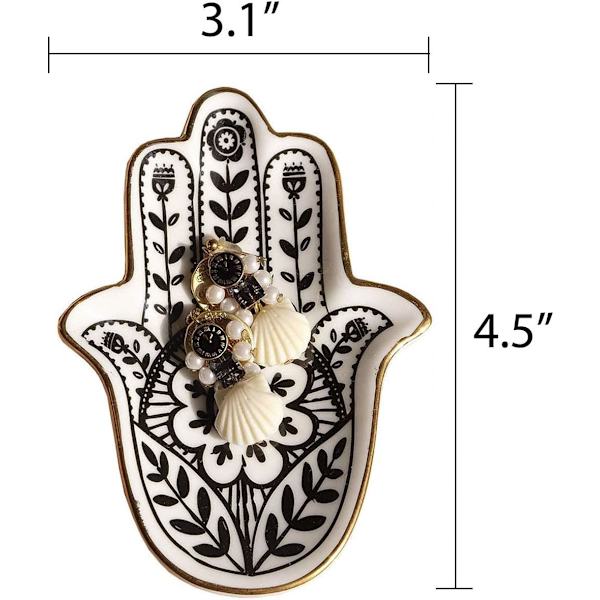 Smyckeskål Prydnadsfat Ringskål Keramik Hamsa Onda Öga Hand av Fatima Hållare Nyckel Ashtary Prydnadstallrik Skål Liten Boho Hem Dekorativ Söt Dekor