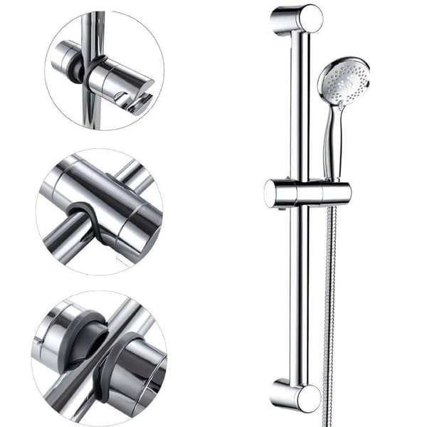 Dusjhodeholder med integrert design for universell stigerørsglidebryter, kromfinish for et elegant baderom