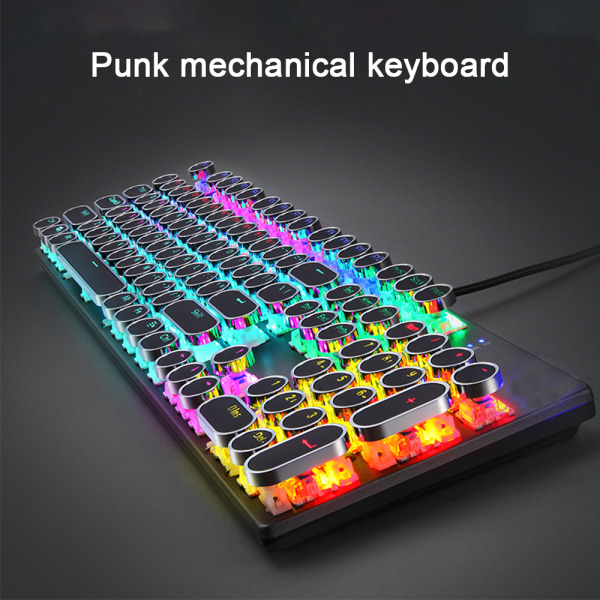 Punk elektrobelagt mekanisk spilltastatur, bakgrunnsbelyst 104 taster