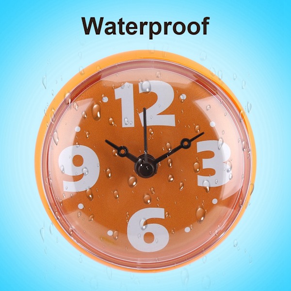 Waterproof Suction Wall Window Mirror Bath Shower Clock Bathroom Accessories Orange