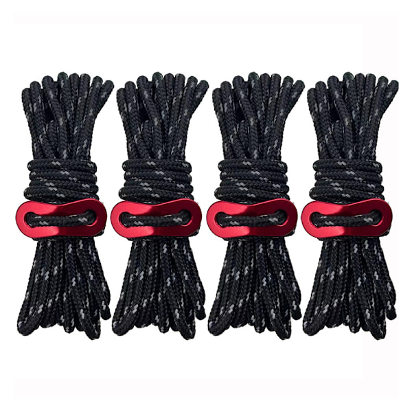 Reflective guy rope with rope tensioner, tear-resistant cord