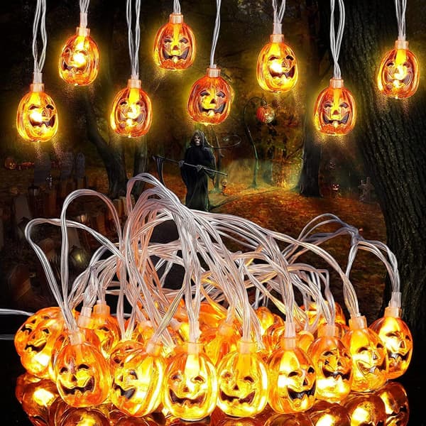 Halloween Græskar Lyskæde, 3M 20 LED Græskar Lyskæde,