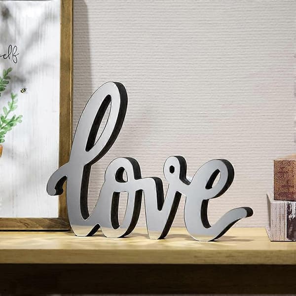 Valentinsdag borddekorasjon LOVE-skilt i tre, 3 stk. bryllupsdekorasjon