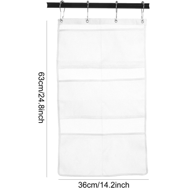 3-pack hängande mesh organizer med 6 fickor, duschdraperistång/linerkrok Tygförvaringsväska Badrumsdörrhängare, sovsal RV-utrymme