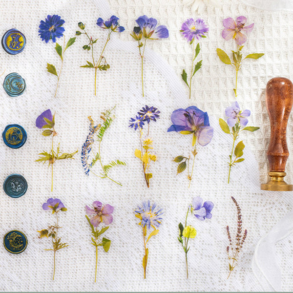 Blomsterkonst, Naturliga Blomsterdekaler för Mångsidig Dekoration, Självhäftande Scrapbooking Dekaler Tillbehör, Journal för Vuxna Korttillverkning