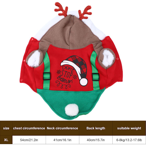 Söta hjortdräkter för små och medelstora hundar (XL) - husdjursdräkt för jul, höst och vinter