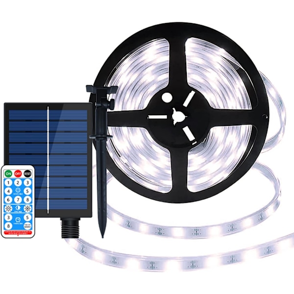 Flexibla solcellsdrivna LED-strips, 240 LED starkt solljus för utomhus- och inomhusbruk, självhäftande och klippbar design för enkel installation