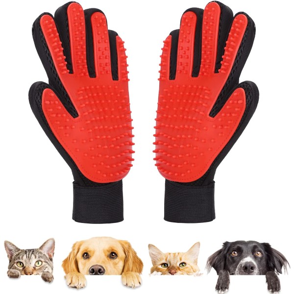 Katthårhandske, 2 st Hundmassage Grooming Handske, Tvättbar Brudgum