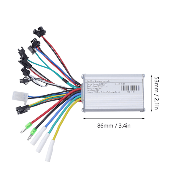 350W borstlös motorstyrenhet med LED-displaypanel för elcykel elektrisk skoter 24V
