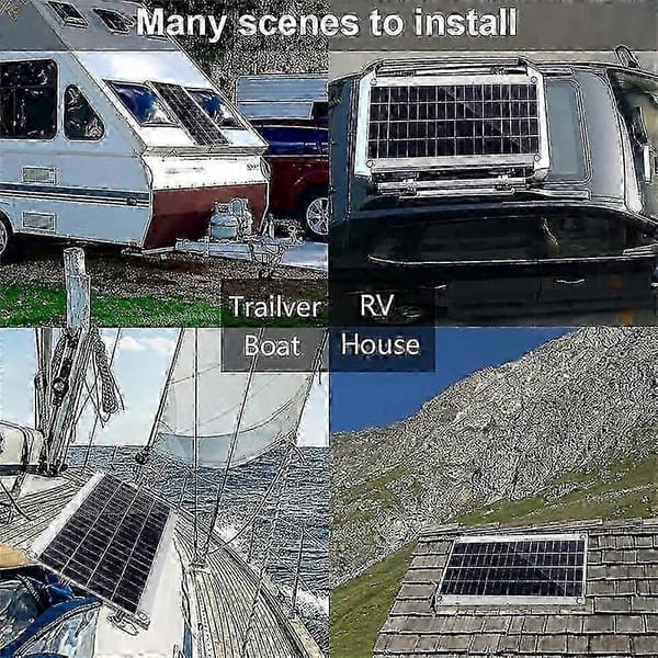 300W 12V solpanel, solpanelskit, batteriladdarkit med 20-100A solcellsladdningsregulator för husbil, båt, utomhusbruk och trädgård, ny 2026 Only Solar Panels
