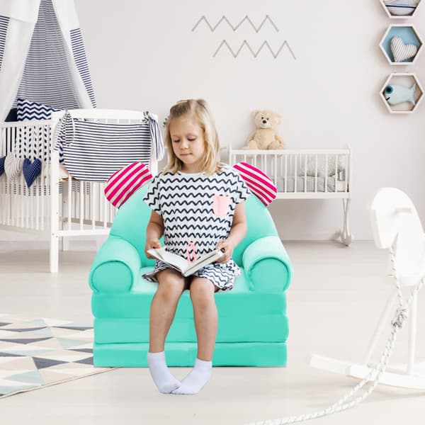 Vikbar barnsoffa, Prinsessstol för småbarn 1-3 år, Tecknad form, Högdensitetsskum, Utfällbar soffa för sovrum, Soffsäng för flickor