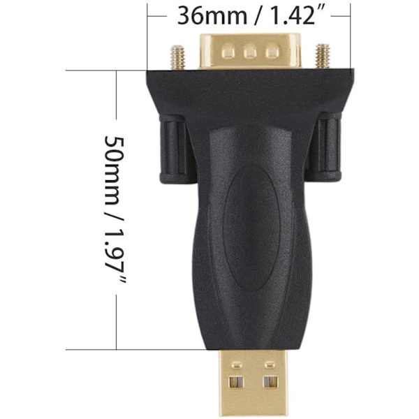 USB-RS232-sovitin sirulla, USB-DB9-sarjamuuntimen