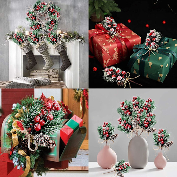 Konstgjord Tallgren Holly Blombukett Dekoration För Juldekorationer, Vinterhelg Blomster Premium Material Ger Festlig Stämning Till Din