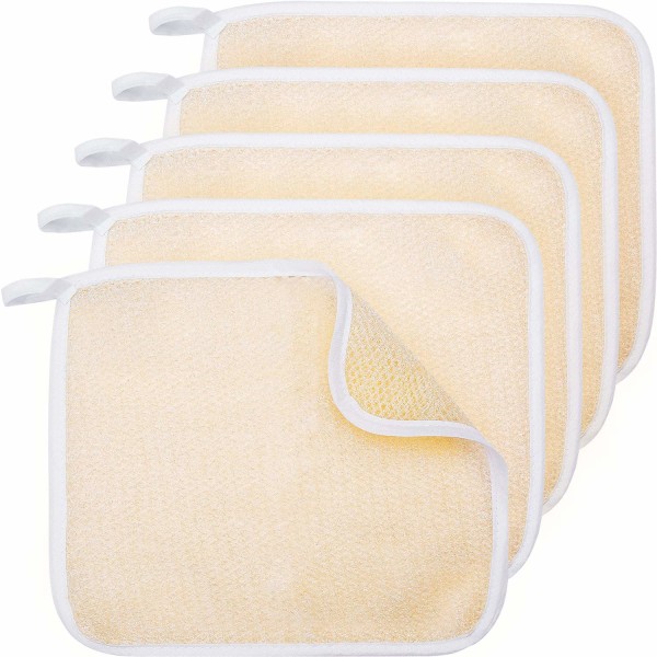 5 Pack Exfoliang Face and Body Wash Cloths Pyyhe Soft Weave Bath