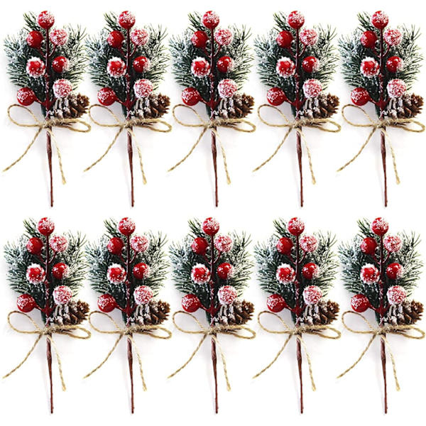 Konstgjord Tallgren Holly Blombukett Dekoration För Juldekorationer, Vinterhelg Blomster Premium Material Ger Festlig Stämning Till Din
