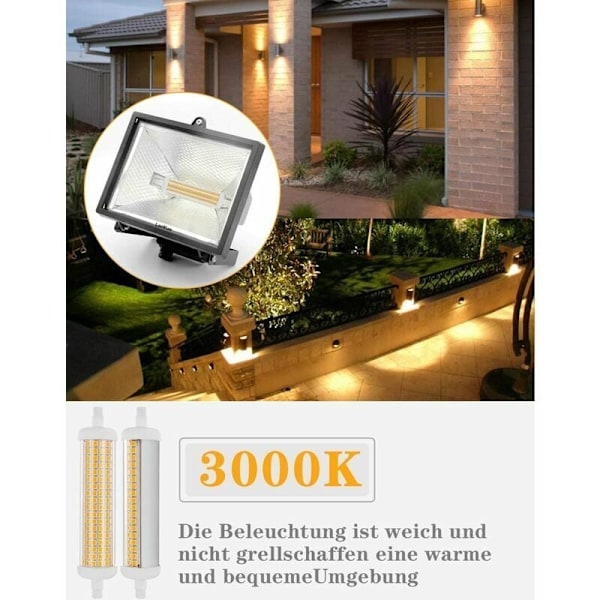 Högpresterande R7S LED-lampa, 180-graders spridningsvinkel 20W J-typ Ersättning, Enkel Installation För Arbets- Och Säkerhetslampor, 3000K Varmvitt Ljus (Set Om 2)
