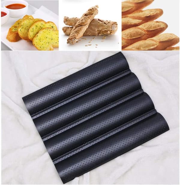 Perforerad brödform 4 baguetter vändbar non-stick form