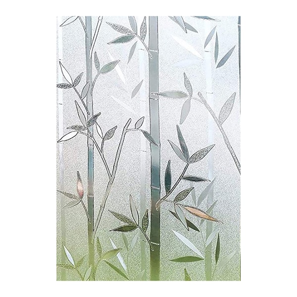 Bambumönstrad statisk fönsterfilm, insynsskydd med frostad glasdesign för hemmakontorsinredning (60x200cm)