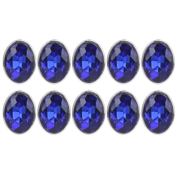 10 st Klor Rhinestone 10x14mm Oval Clawless Kant Osydd Kläder Väskor Skor Hattar Handsydda Tillbehör(Blå )