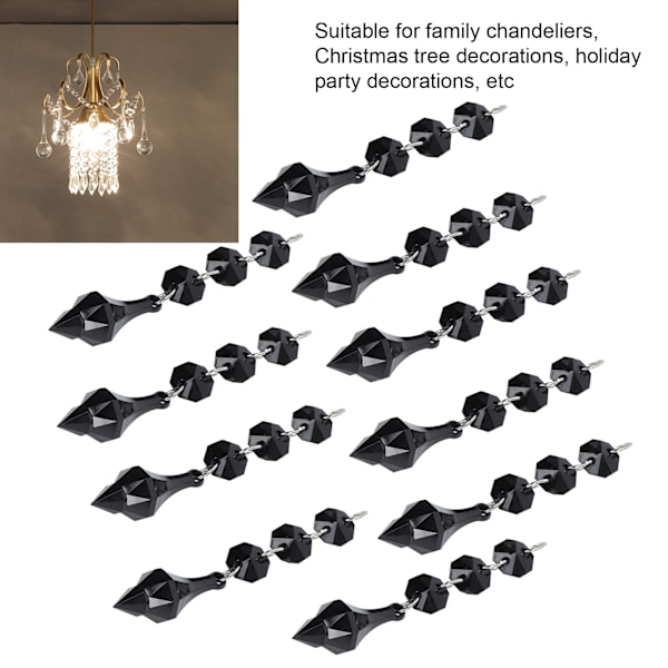 10 stk krystall anheng avsmalnet akryl materiale uregelmessig perlet ornament DIY lampe dekorasjon svart