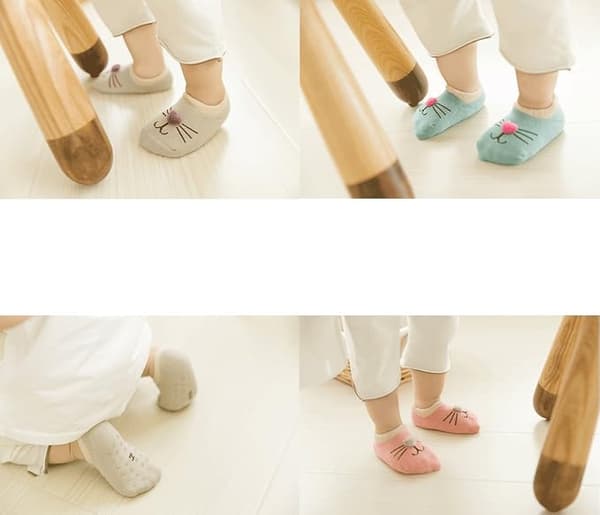 6 par baby kid gutter og jenter sokker sklisikre vinter varme søte bomull
