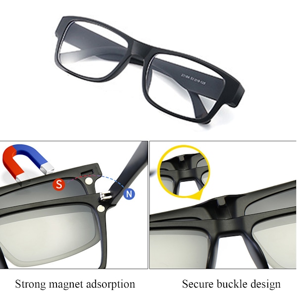 Polaroidit Aurinkolasit 5-in-1 Clip-On Ratsastuslasit Värikkäät Aurinkolasit Miesten ja Naisten Myopia-kehykset