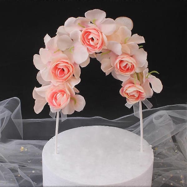 Rosa blomsterbåge som tårtdekoration för bröllop, 1 st