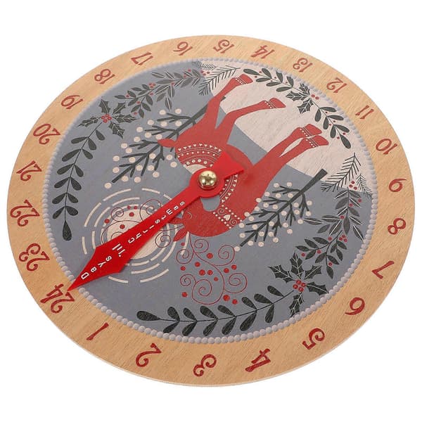 Jul-nedräkningskalender i trä med klockdesign, 2-pack