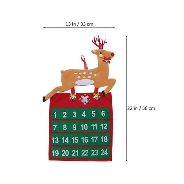 Julkalender att hänga upp med älgmönster för nedräkning, 2 st